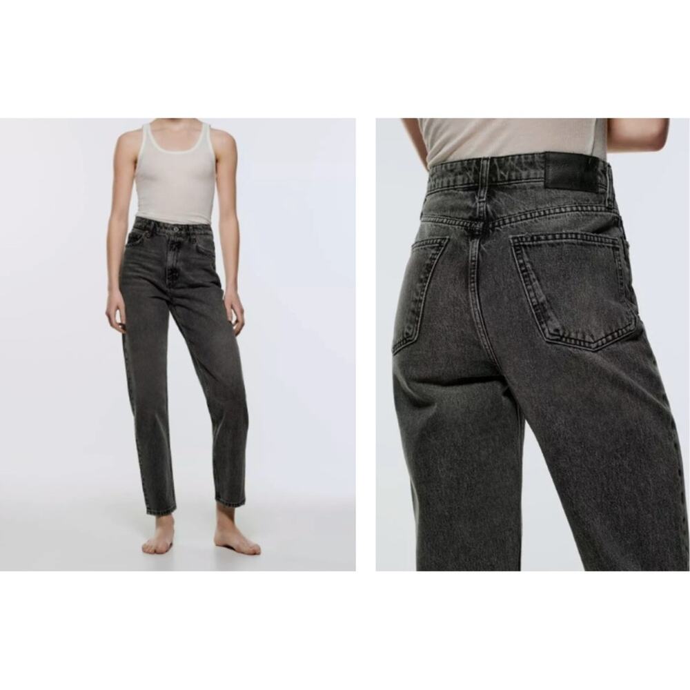 ZARA The 90s Mom Fit Black Jeans High Waist Size 0 Vintage Feel Y2K Washed Out - Picture 1 of 10